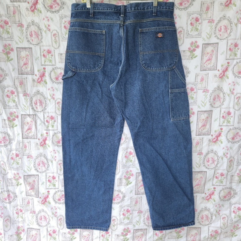 Dickies Mens Denim Carpenter‎ Relaxed Fit Workwear Blue Jeans Size 38x32
